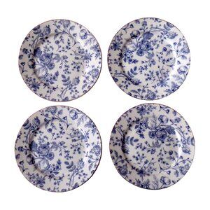 4 Monterey Bay Blue & White Dessert-Salad-Snack Porcelain Plates